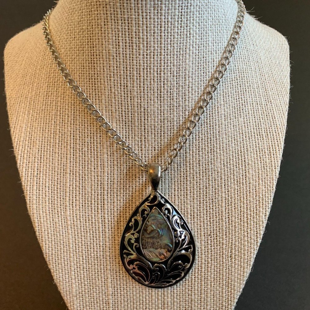 Large Tear Drop Abalone Pendant Necklace